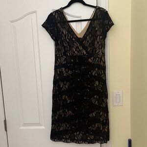 Scarlett Black and Tan Lace Party Dress
